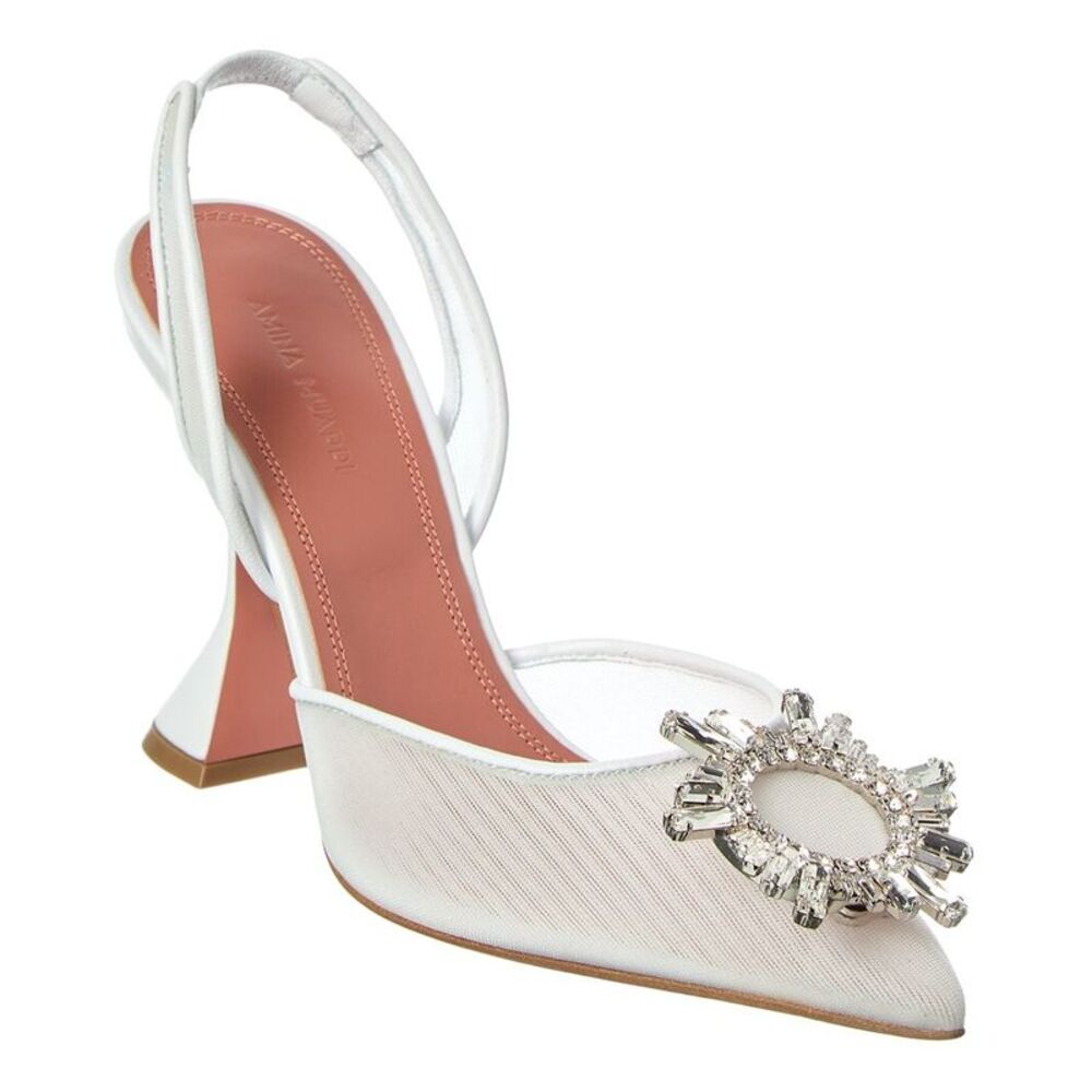 Amina Muaddi Begum Mesh Pump, White